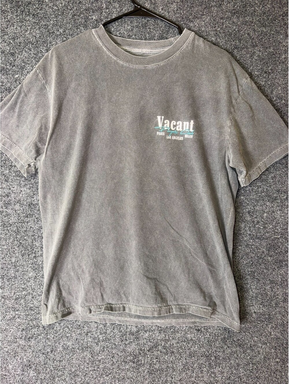 Vacant Players Club T-Shirt Mens Gray Acid Wash 8 Ball Graphic Short Sleeve Tee